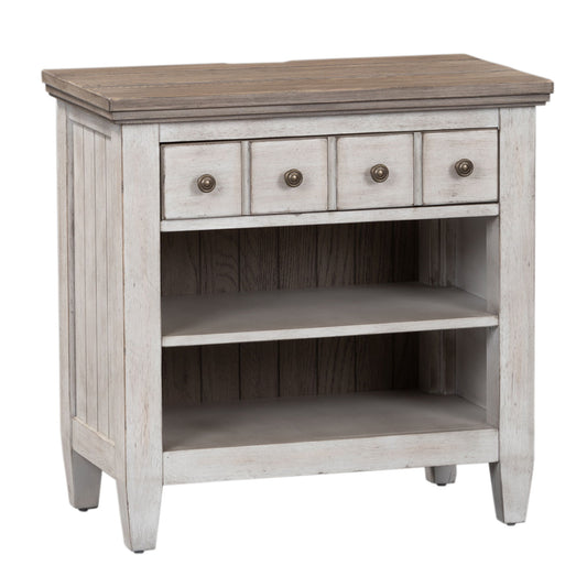 Heartland - 1 Drawer Nightstand With Charging Station - Antique White / Tobacco Tops