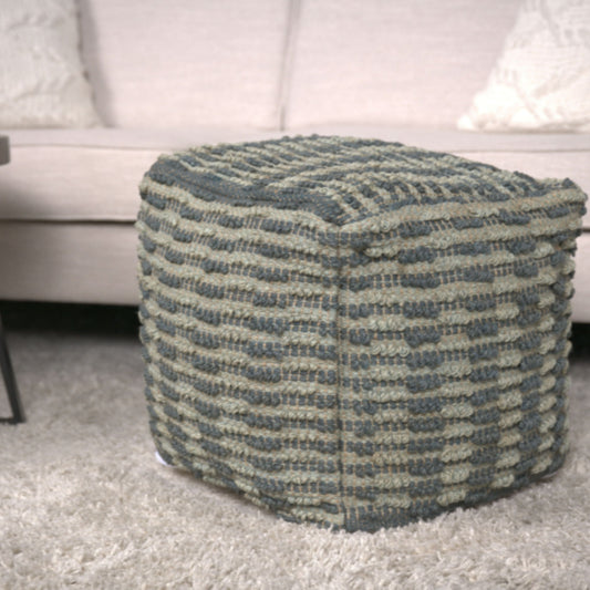 Walle - Fabric Square Pouf Ottoman And Floor Cushion Teal - Blue