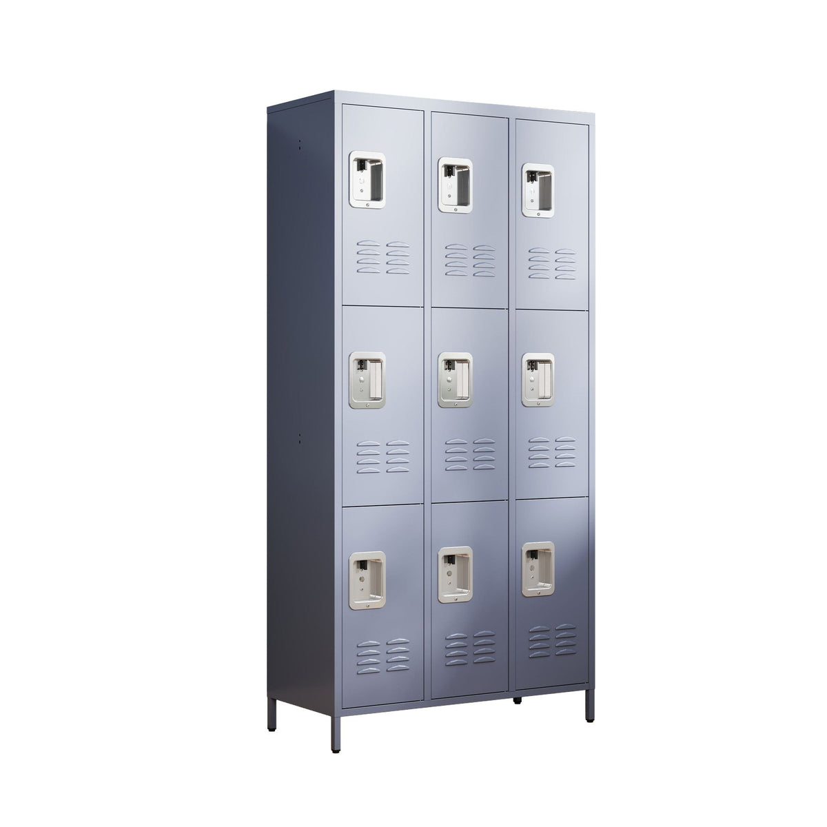 9 Door Lockers With Lock For Storage In Office, School, Gym, And Bedroom - Gray