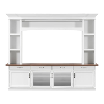 Extra Long TV Stand With 7 Color LED Lights, Adjustable Shelves & Storage Cabinets