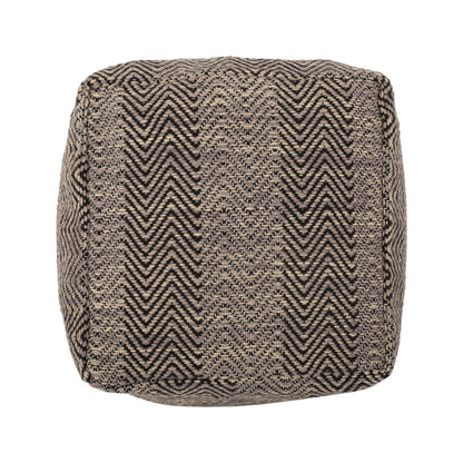 Barracuda - Handcrafted Cotton Pouf With Chevron Pattern - Brown