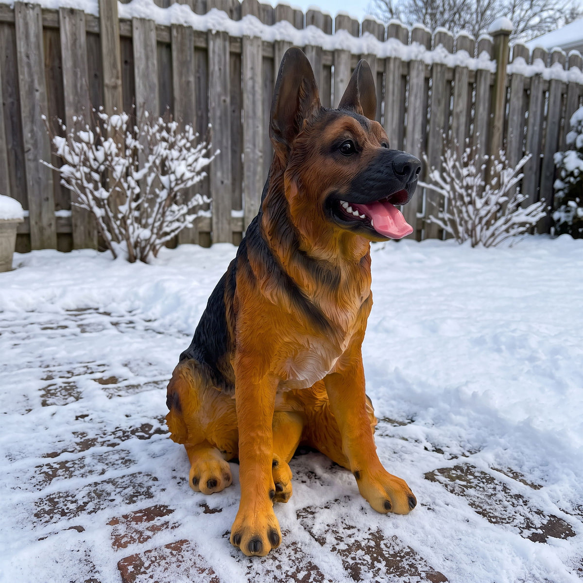 Realistic German Shepherd Resin Statue, Weather-Resistant Dog Ornament, An Outdoor Garden Sculpture Suitable For Decorating Backyards, Lawns, And Patios.