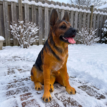 Realistic German Shepherd Resin Statue, Weather-Resistant Dog Ornament, An Outdoor Garden Sculpture Suitable For Decorating Backyards, Lawns, And Patios.