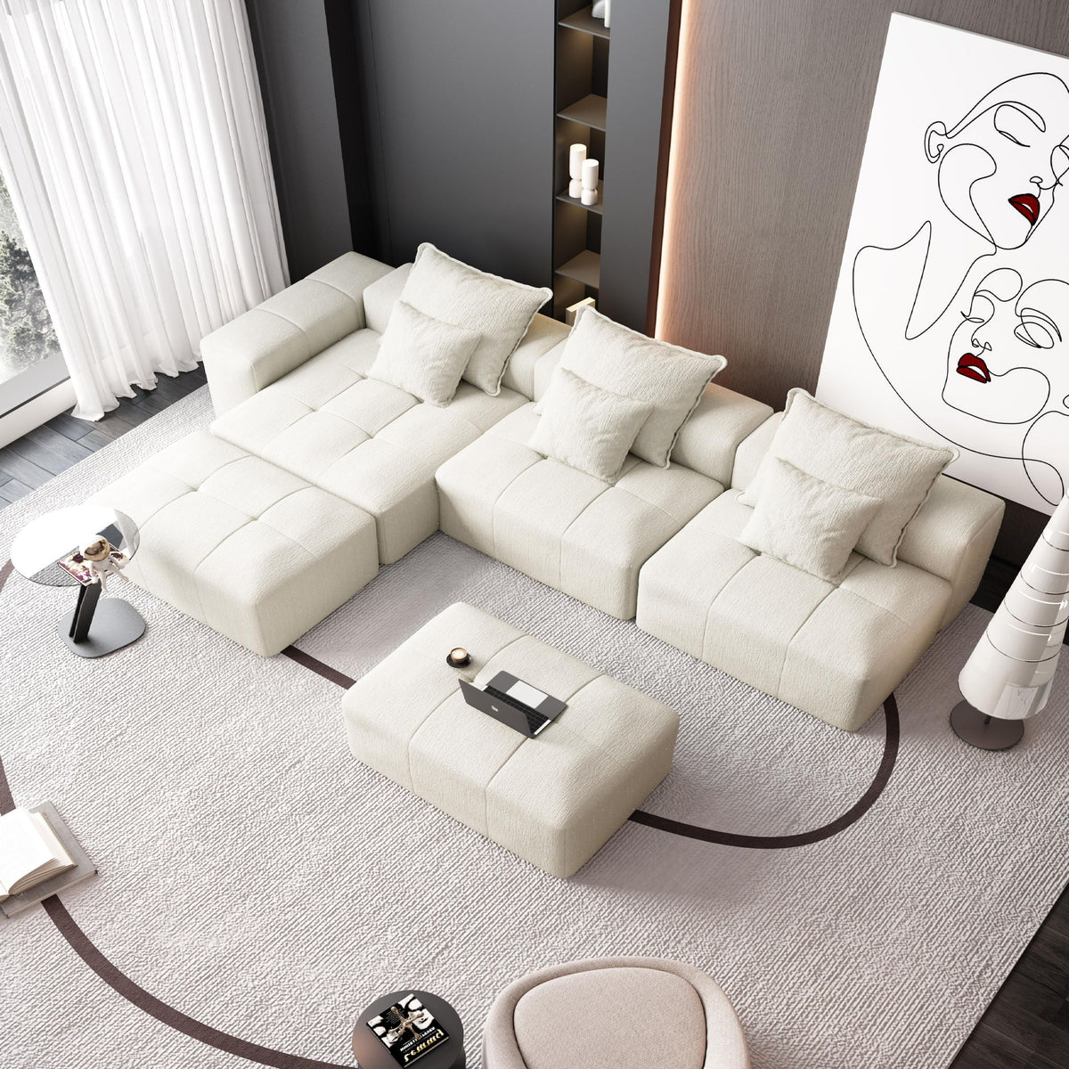 Modern Oversized Diy Combination Modular Sectional Sofa With Pillows