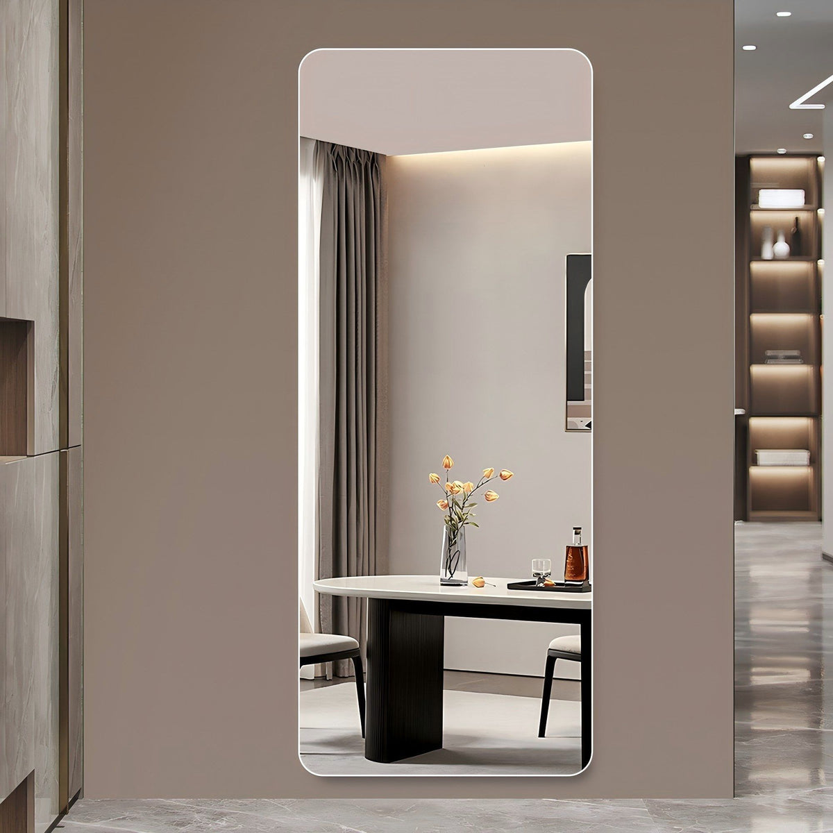 Full Body Round Corner Mirror For Living Room