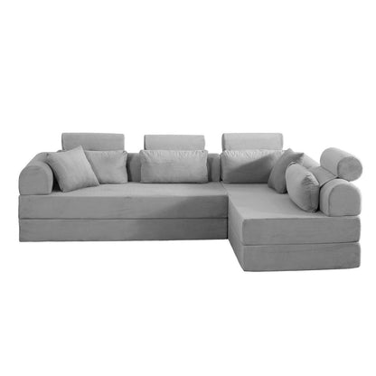 Modern L-Shape Modular Sectional Sofa, Compressed Design