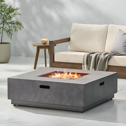 Modern Square Iron Fire Pit 50, 000 Btu - Stone Gray