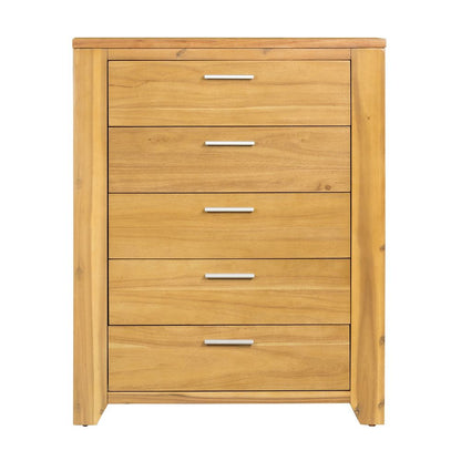 5 Drawer Dresser - Natural Wood / Brown