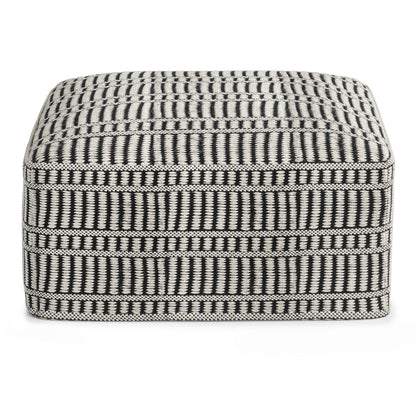 Safford - Square Woven Outdoor / Indoor Pouf - Black / White