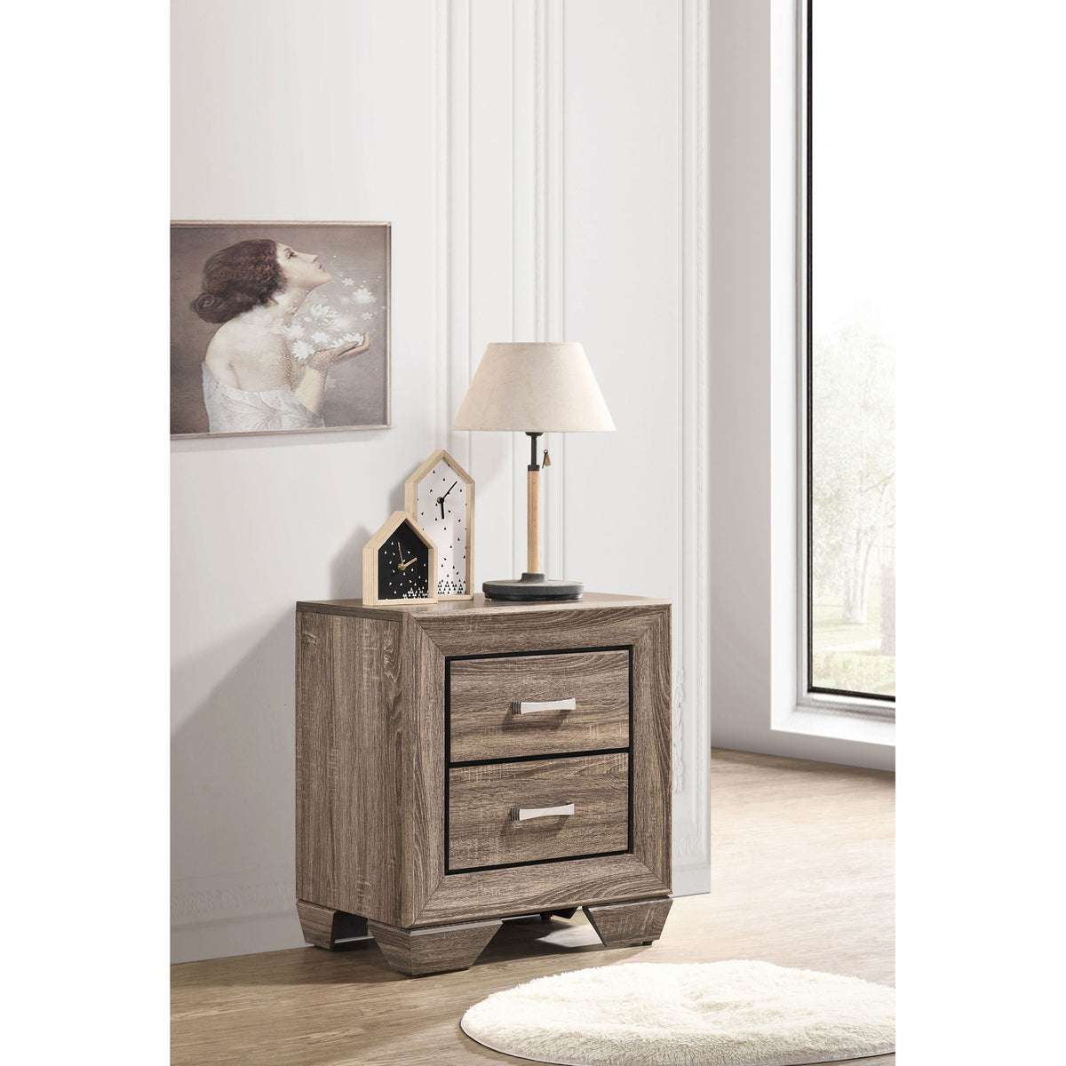 Tomasina - 2 Drawer Rectangular Nightstand - Taupe