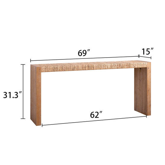 Console Table, Handwoven Top - Antique Natural / Natural