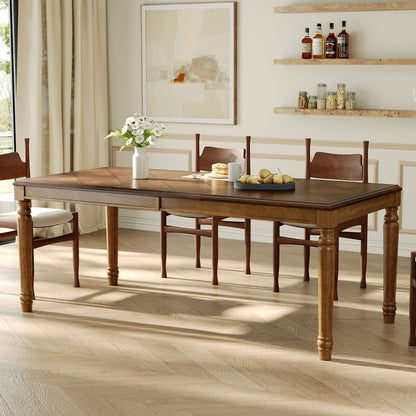 Rectangular Dining Table With Framed Top And Turned Legs - Walnut