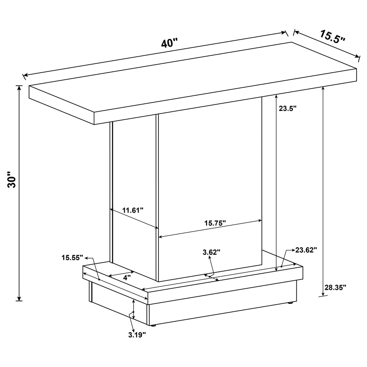 Fiona - Pedestal Console Table With Geometric Design - Cappuccino