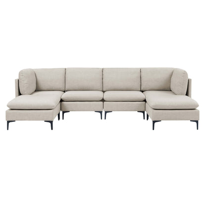 Upholstered Modular Sectional With Medium Firm Seat Cushion - Almond