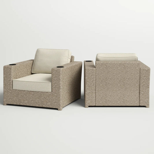 Outdoor Lounge Chairs With Cushions, Weather Resistant - Gray Mix