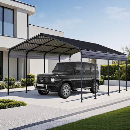 Heavy Duty Carport With Galvanized Roof And Enhanced Base - Anthracite
