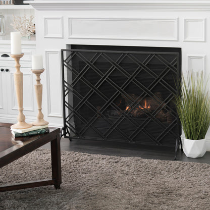 Elegant Design Fire Screen Protective Barrier Iron - Black