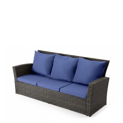 All-Weather Wicker 3 Seat Patio Sofa With Thick Cushions