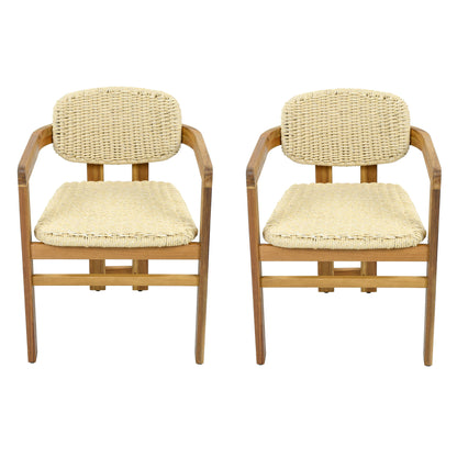 Outdoor Accent Armchairs For Patio (Set of 2) - Natural / Teak
