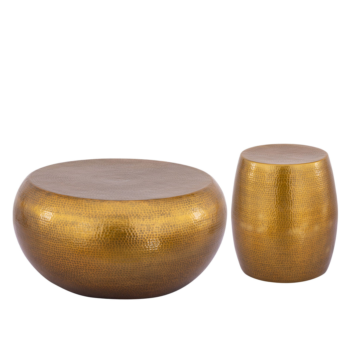 2 Piece Coffee And End Table Set, Oval Design - Gold