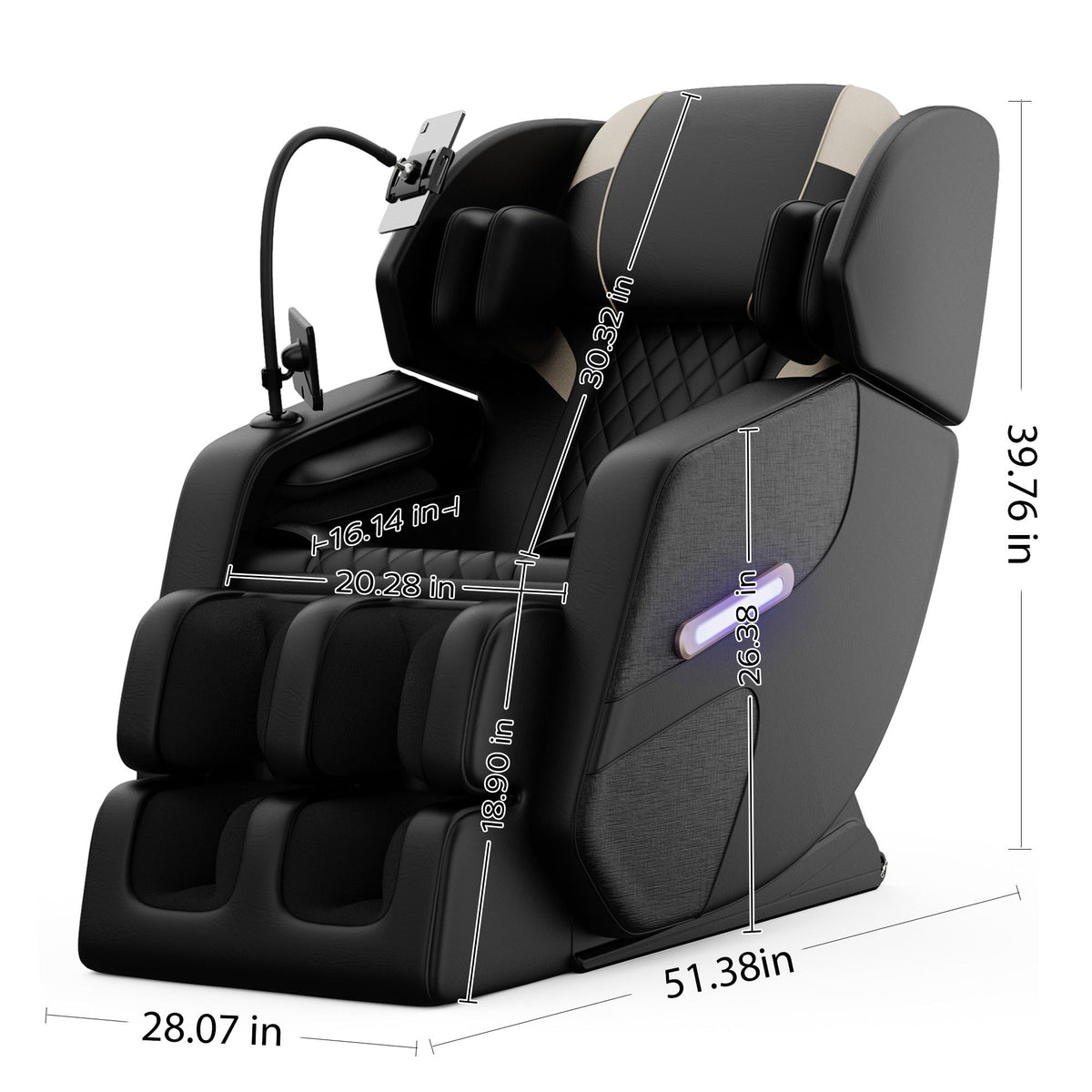 Massage Chair Recliner With Zero Gravity, Full Body Air Pressure - Black