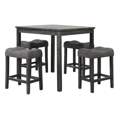Transitional Counter Dining Set With 4 Tufted Stools