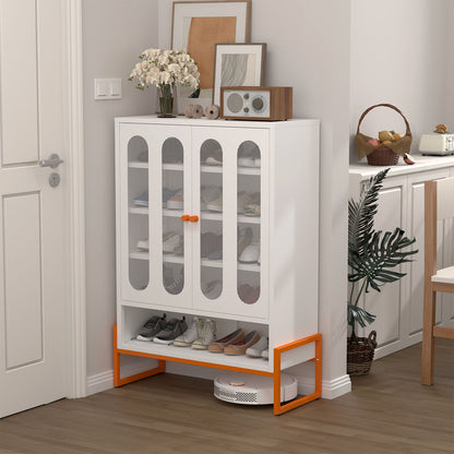 Modern Metal Shoe Cabinet With DoublebSided Doors And Adjustable Partitions