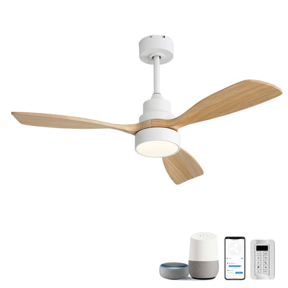 48" Ceiling Fan With Light And App Control, Quiet DC Motor, 6 Speed Fan, Dual Mounting - White