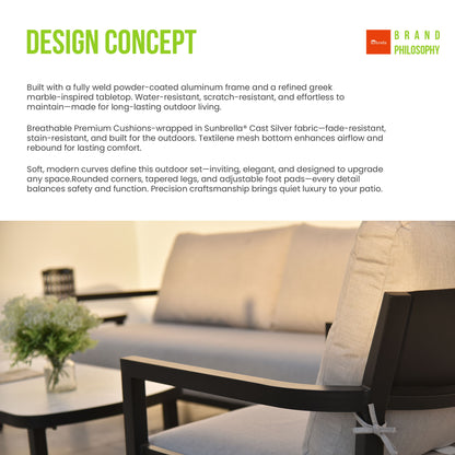 Outdoor Lounge Chair With Ember Frame, Sunbrella Cast Cushion, Weather Resistant - Ember Black
