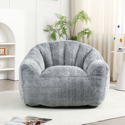 Beanbag Sofa Chair With Armrests Stuffed High Density Foam, Lazy Sofa Comfy Chairs Beanbag Chair For Adults In Living Room, Bedroom Reading - Dark Gray