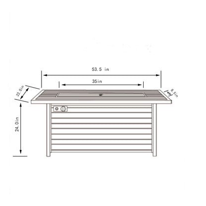 Propane Gas Fire Pit Table, 50000 Btu, Rectangular For Outside - Light Beige