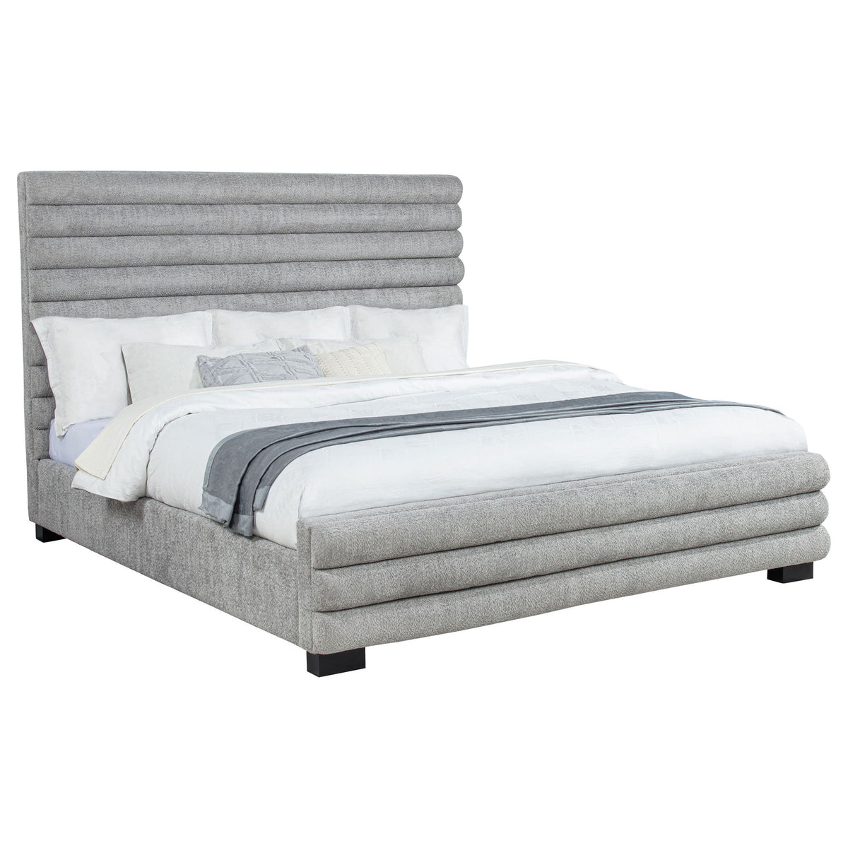 Fandango - Eastern Bed With Rolled Tufting - Gray