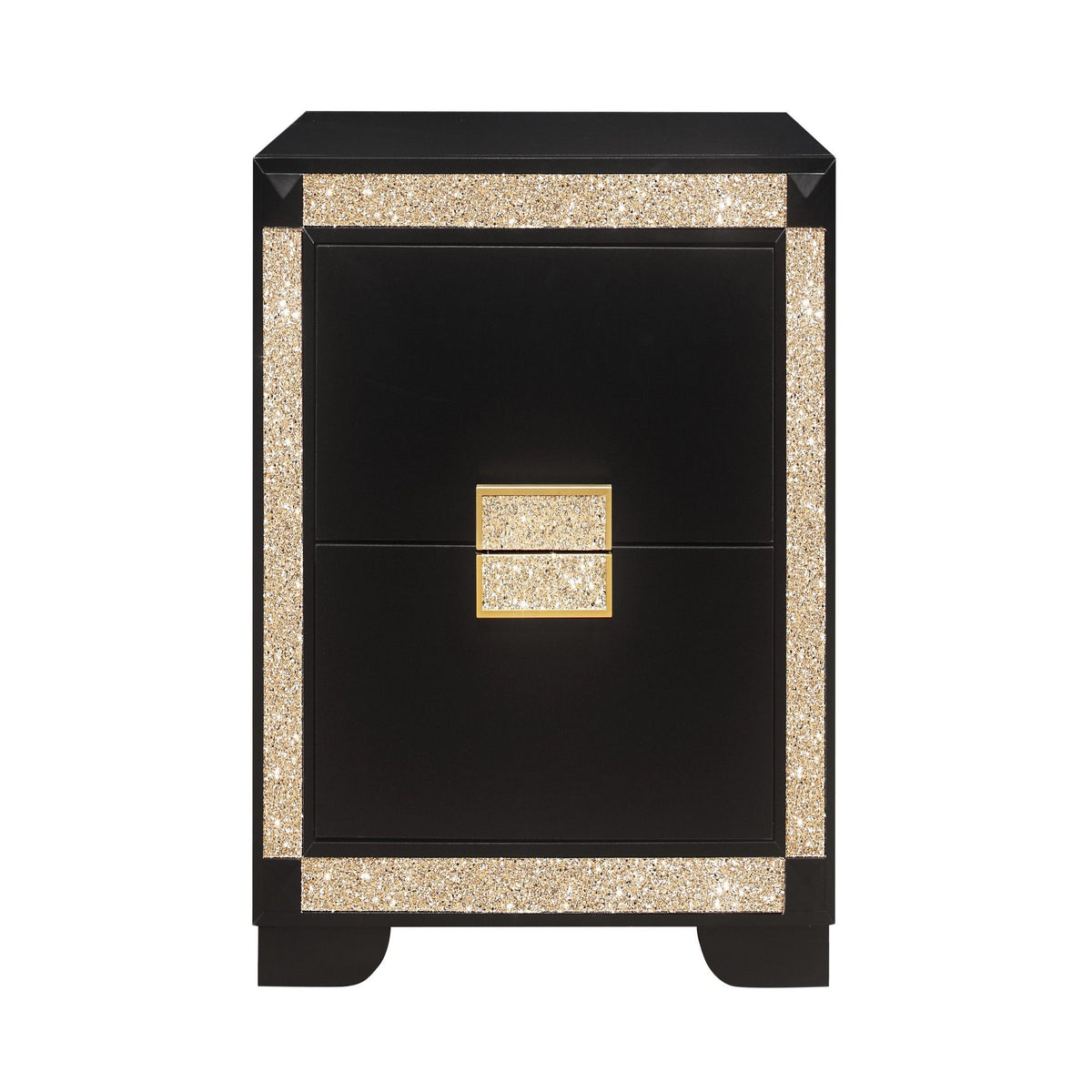 Lively - Nightstand With Glitter Detail And Thick Bar Handle Hardware - Black