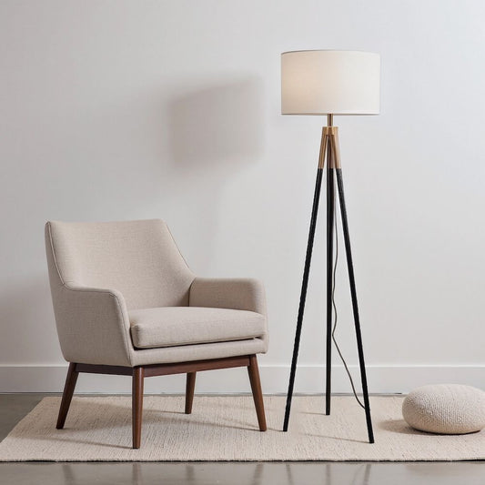 Sway - Floor Lamp With On / Off Switch Triple Legs Shade - Black / Gold / White