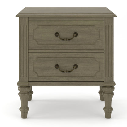 Fluted Nightstand With 2 Drawers, Bedside Table