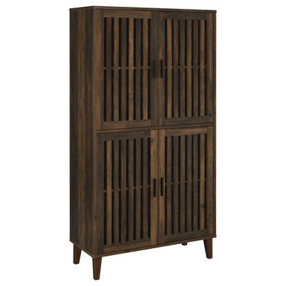 Sakai - 4 Door Tall Accent Cabinet With Slatted Doors - Brown