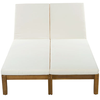 Adjustable Outdoor Patio Lounge Chair 2 Seater Recliner - Beige / Natural