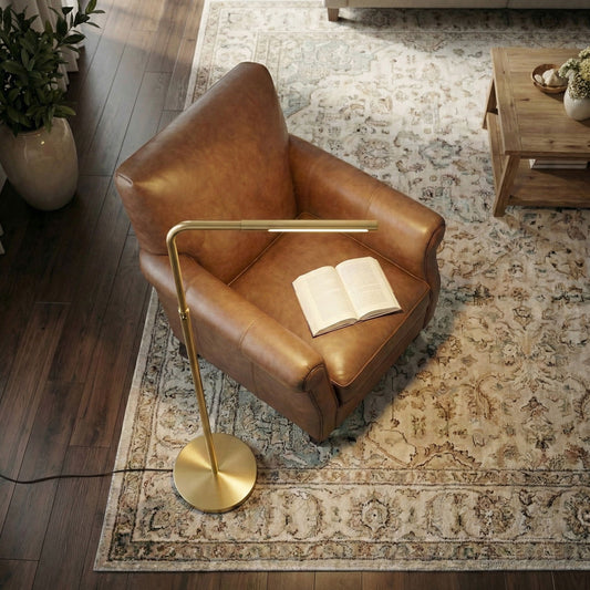 Verve - Floor Lamp With On / Off Switch Adjustable LED Round Base - Gold