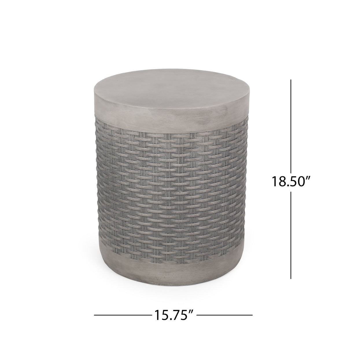 Outdoor Lightweight End Table Round Concrete Outdoor Side Table - Light Gray