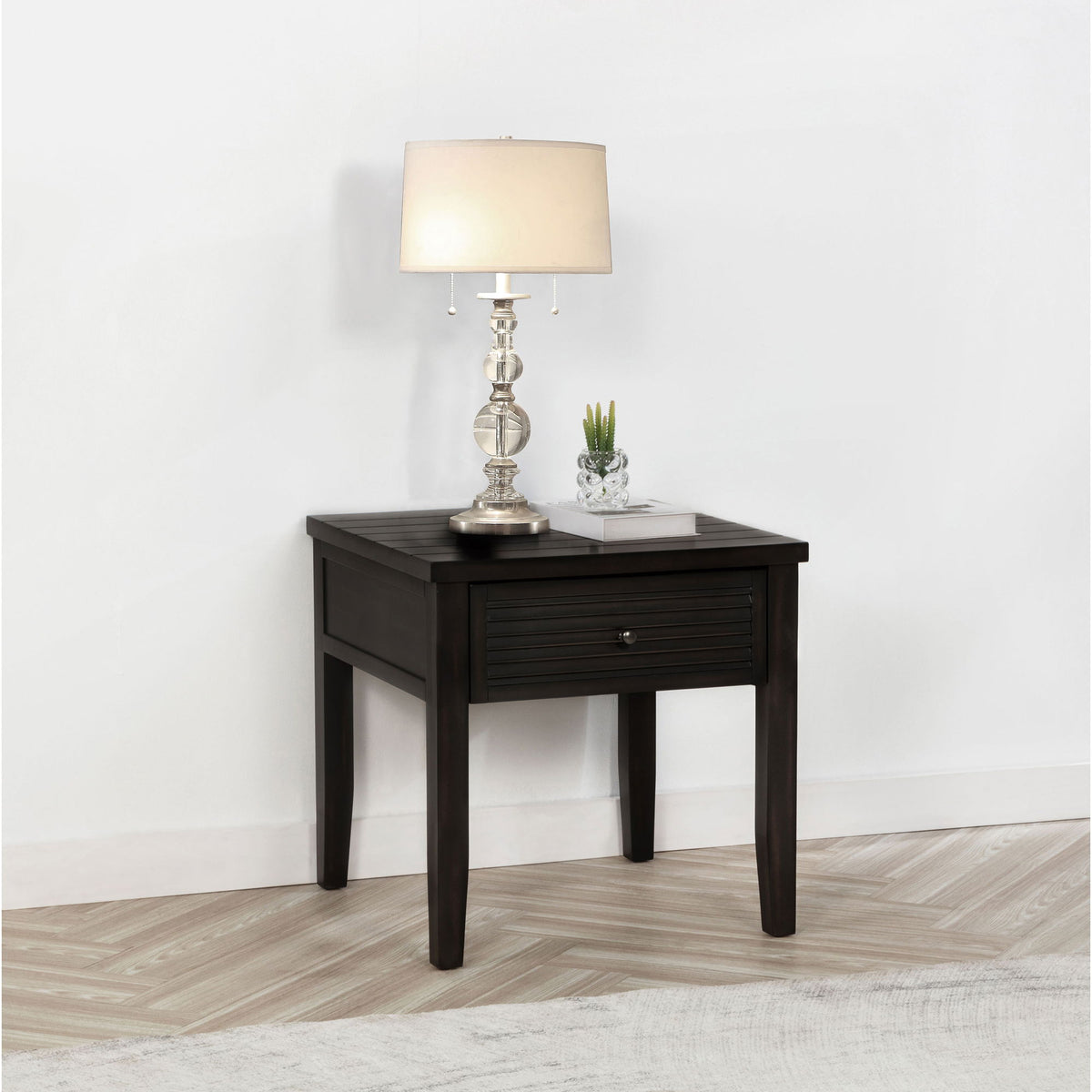 Sutter - 1 Drawer Square End Table - Dark Brown