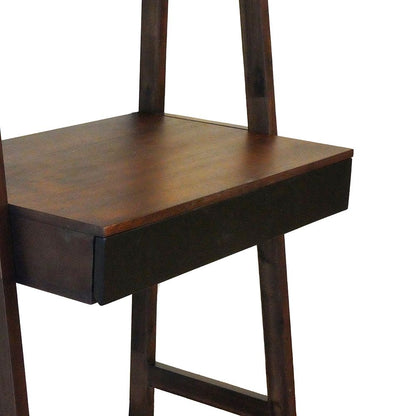 Ladder Desk, Ladder Style Display Shelf - Natural Wood / Brown