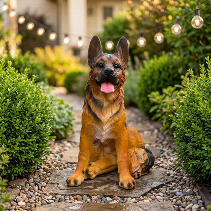 Realistic German Shepherd Resin Statue, Weather-Resistant Dog Ornament, An Outdoor Garden Sculpture Suitable For Decorating Backyards, Lawns, And Patios.