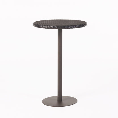 Outdoor Round Rattan Bar Table With Iron Frame - Multi Brown