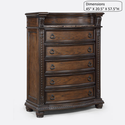5 Drawer Tall Chest - Brown / Coffee