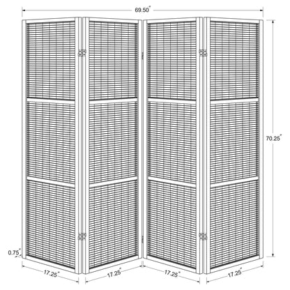 Kenabi - 4 Panel Room Divider Folding Screen - Walnut