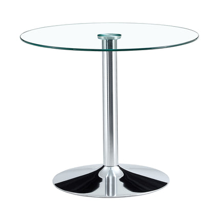 Modern Minimalist Round Dining Table With Glass Top