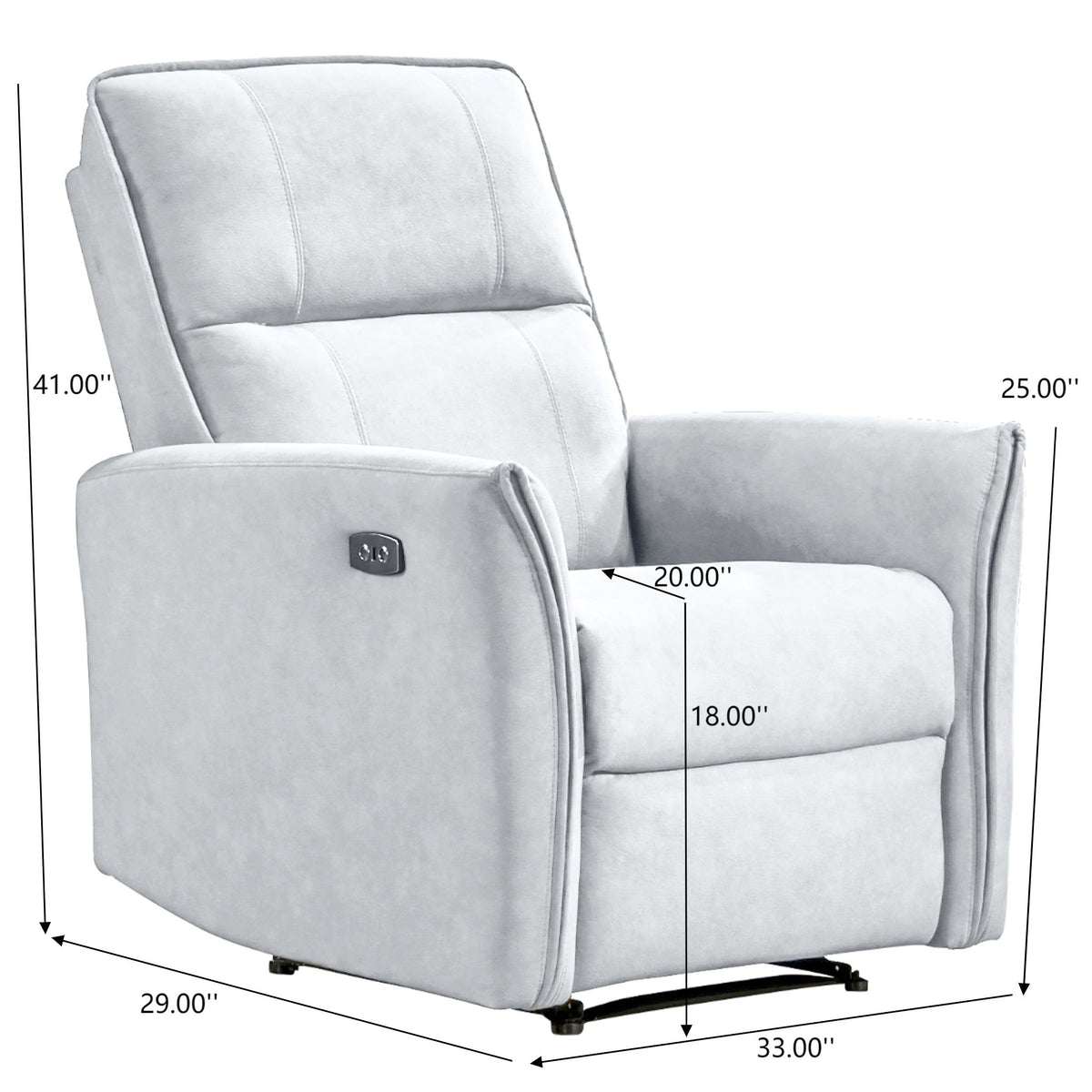 Asheville - Suede Recliner Chair - Light Gray