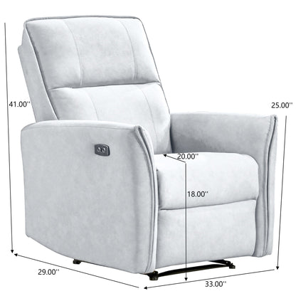 Asheville - Suede Recliner Chair - Light Gray