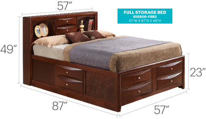 Modern Design Storage Bed With Bookcase Headboard