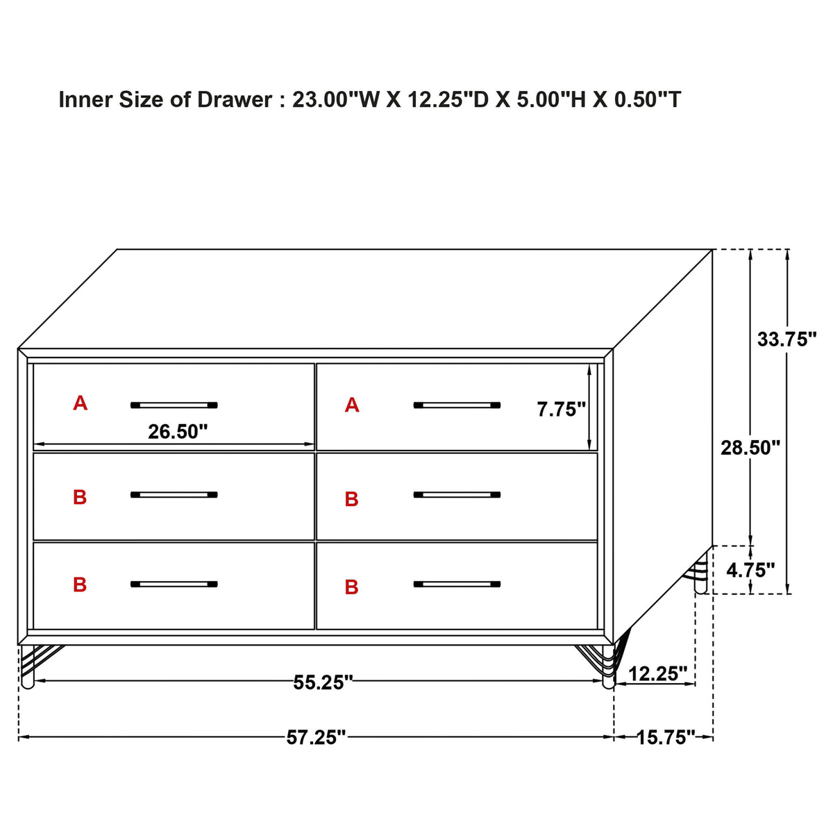 Malcolm - 6 Drawer Dresser Cabinet - Black